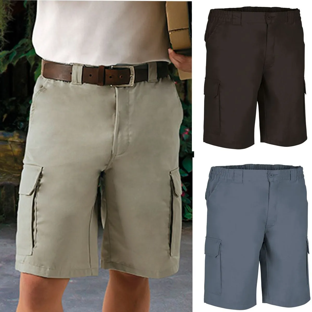 Lot 3 Bermudas pour homme - LAKE - noir gris et beige 