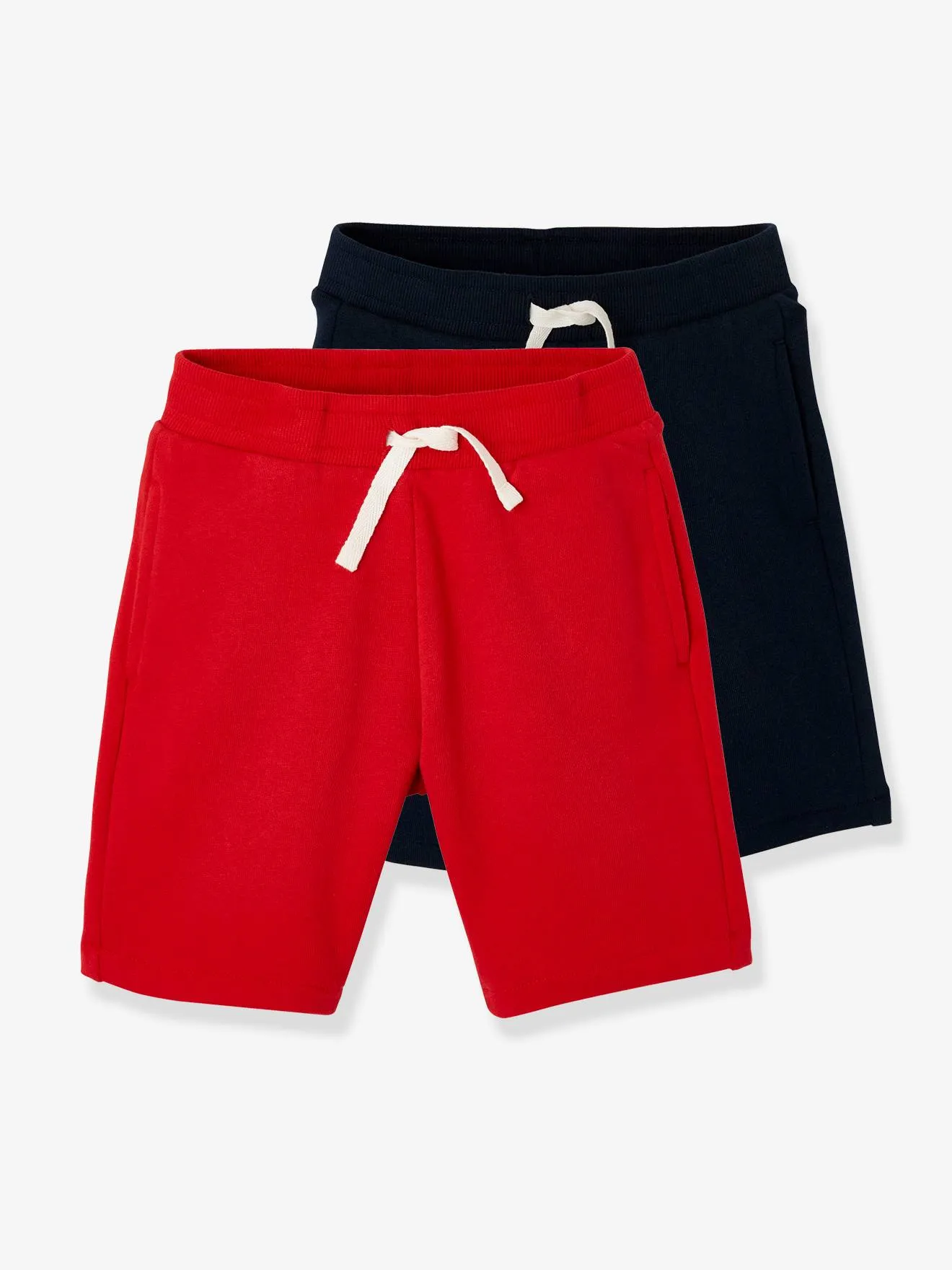 Lot de 2 bermudas Basics garçon en molleton lot rouge - Vertbaudet