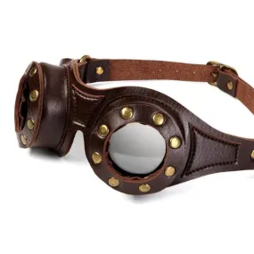 Lunette Steampunk Cuir Riveté - Style Rétro