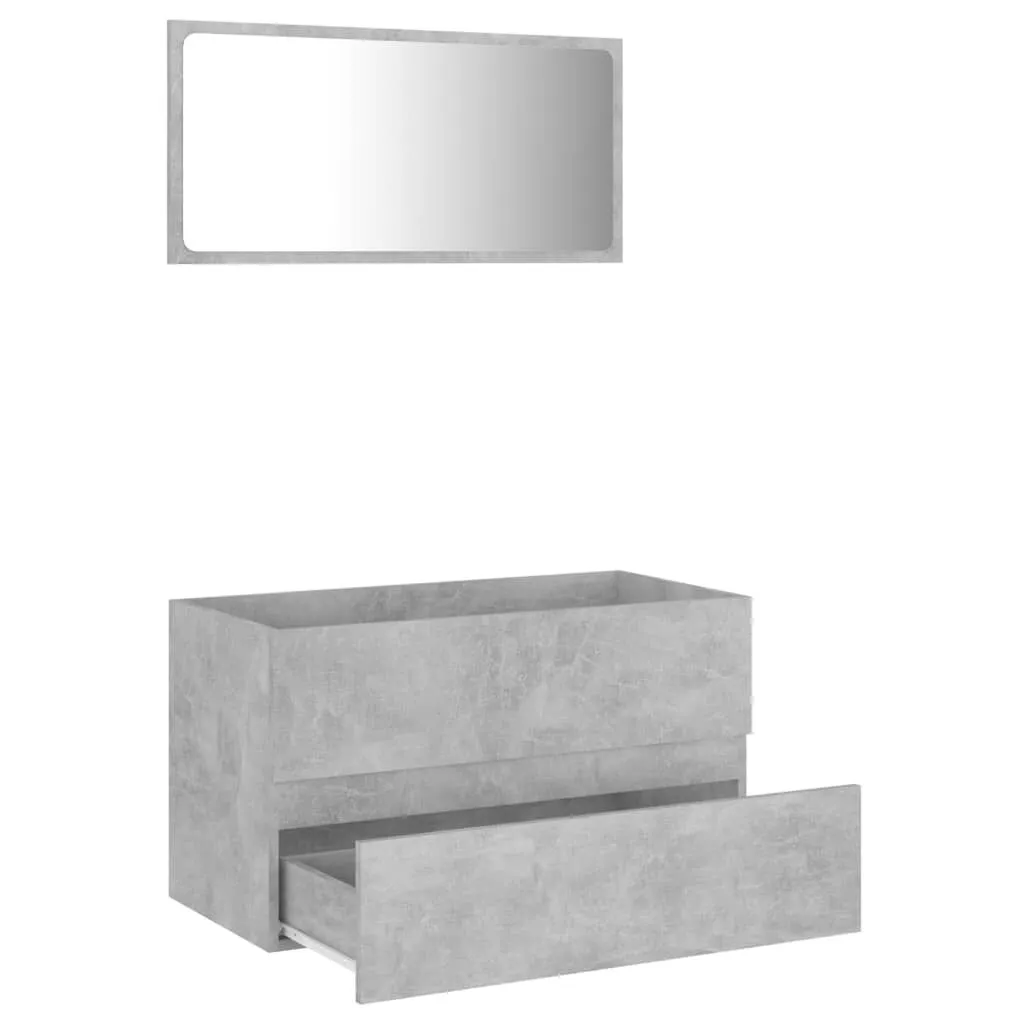 Meuble sous vasque et miroir gris béton