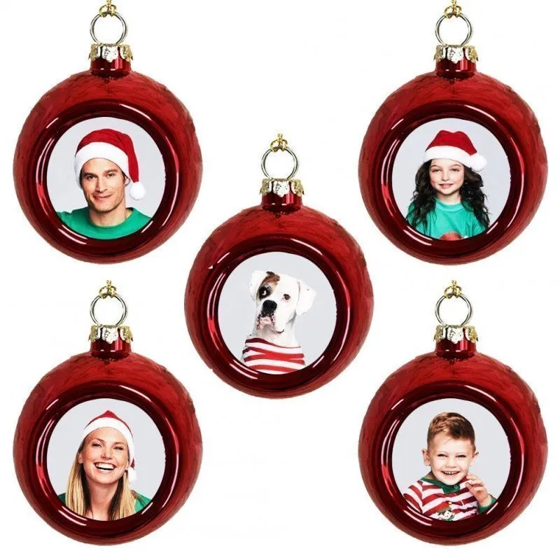 Pack de 5 boules de Noël personnalisable Rouge * Ø 6 cm