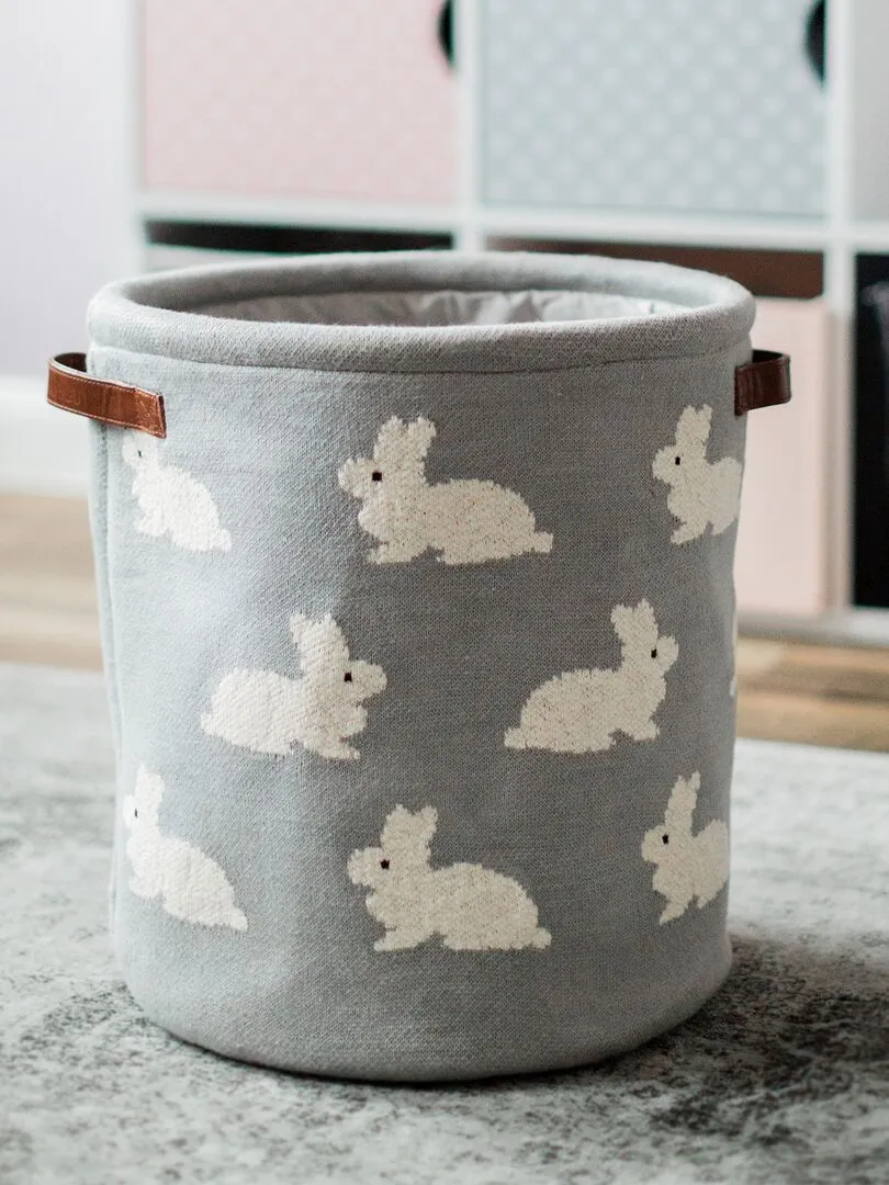 Panier de rangement en coton - Gris clair