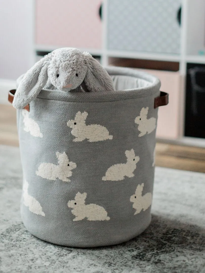 Panier de rangement en coton - Gris clair