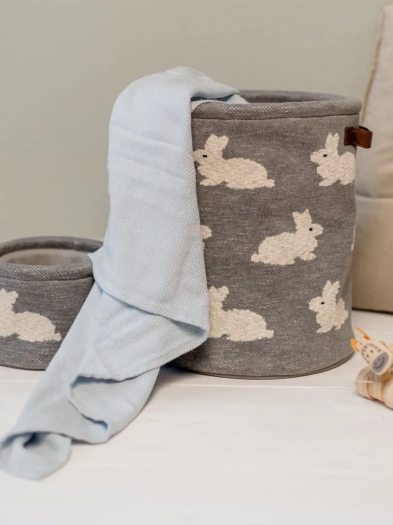 Panier de rangement en coton - Gris clair