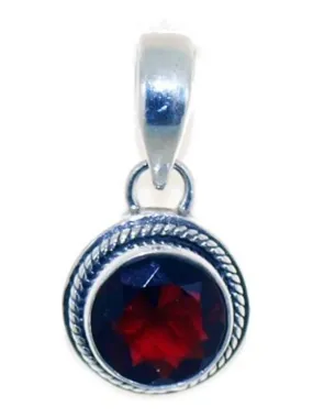 Pendentif en argent et grenat facetté, Bijoucolor - Rouge