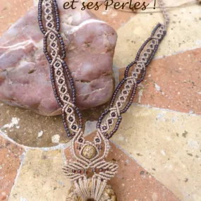 Petit collier macramé et donut en jaspe paysage