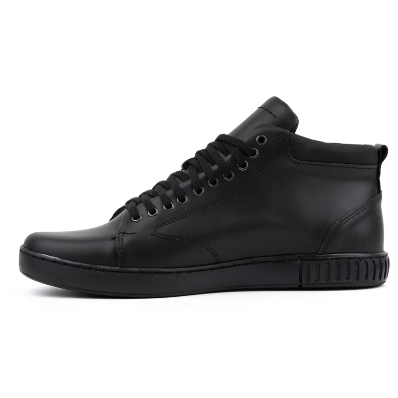 Polbut Baskets en cuir pour hommes 2108, noires le noir