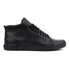 Polbut Baskets en cuir pour hommes 2108, noires le noir