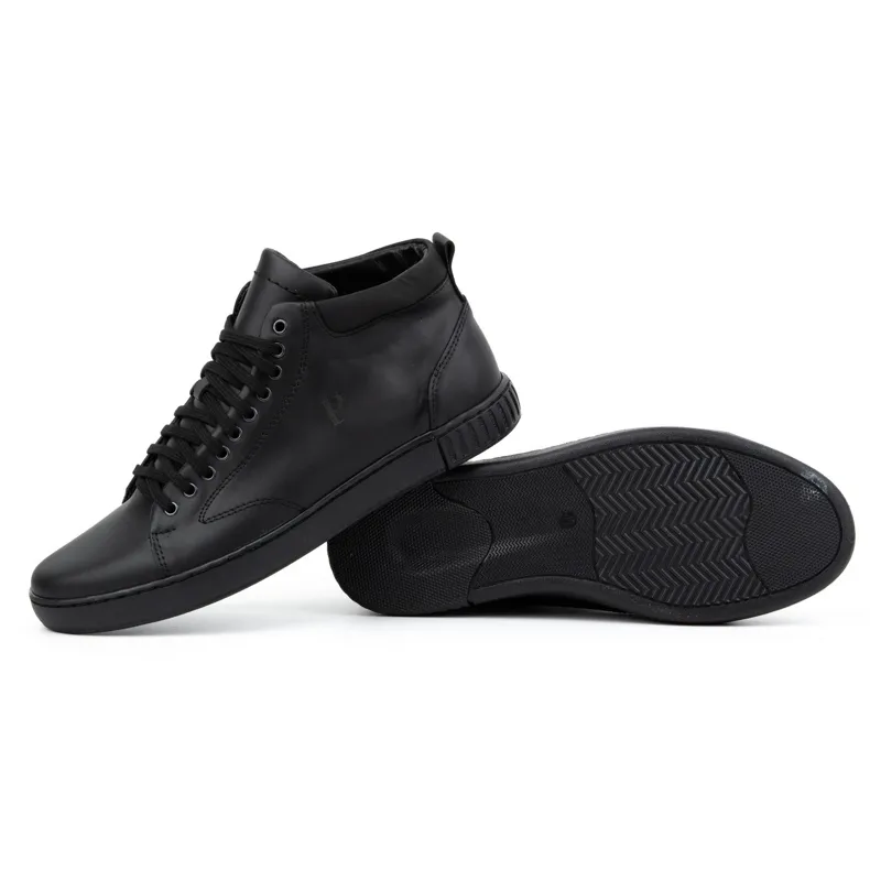 Polbut Baskets en cuir pour hommes 2108, noires le noir