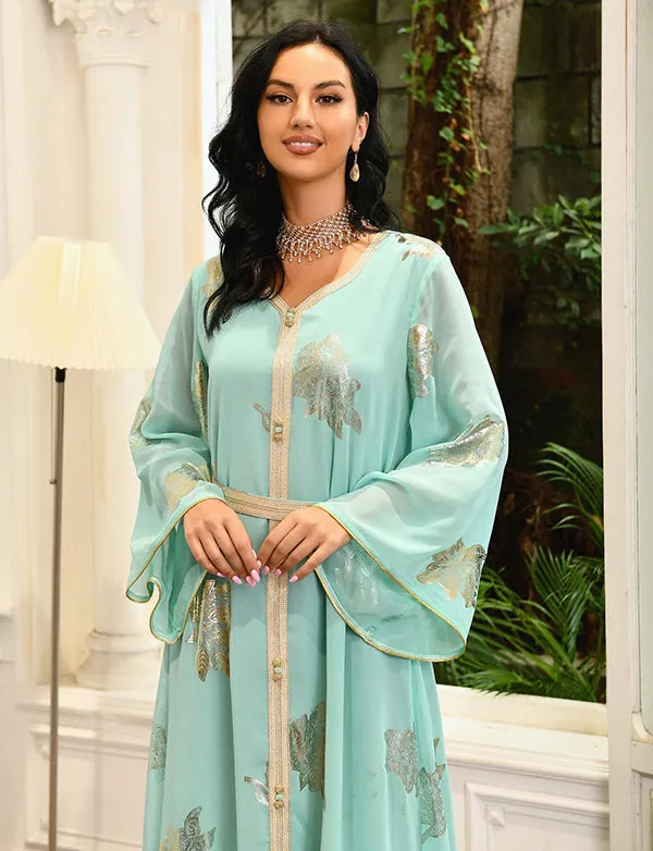 Robe abaya en mousseline de soie de taille supérieure à la mode