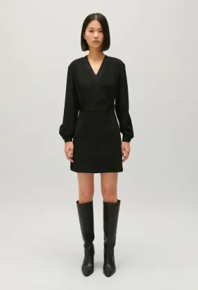 Robe courte cache-cœur noir | Claudie FR