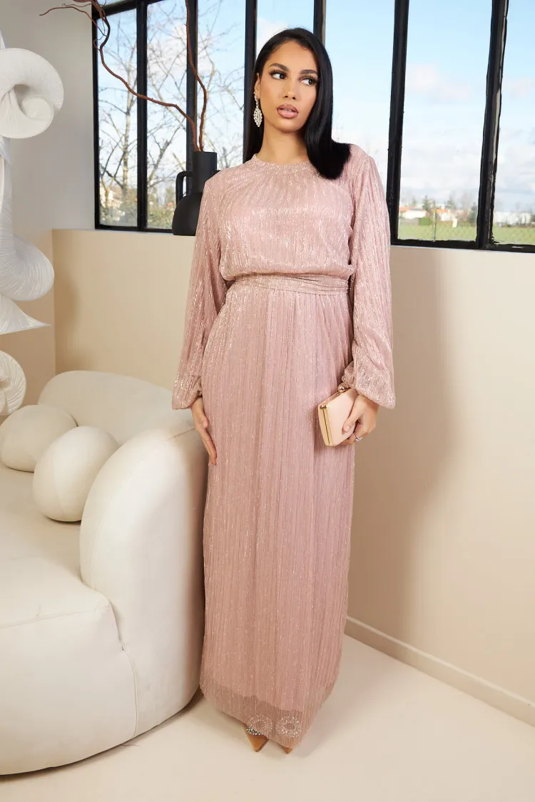 Robe de soirée pailleté rose