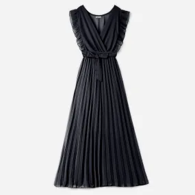 Robe longue TEXTO noire plissée - Textile femme Accessoires | ERAM