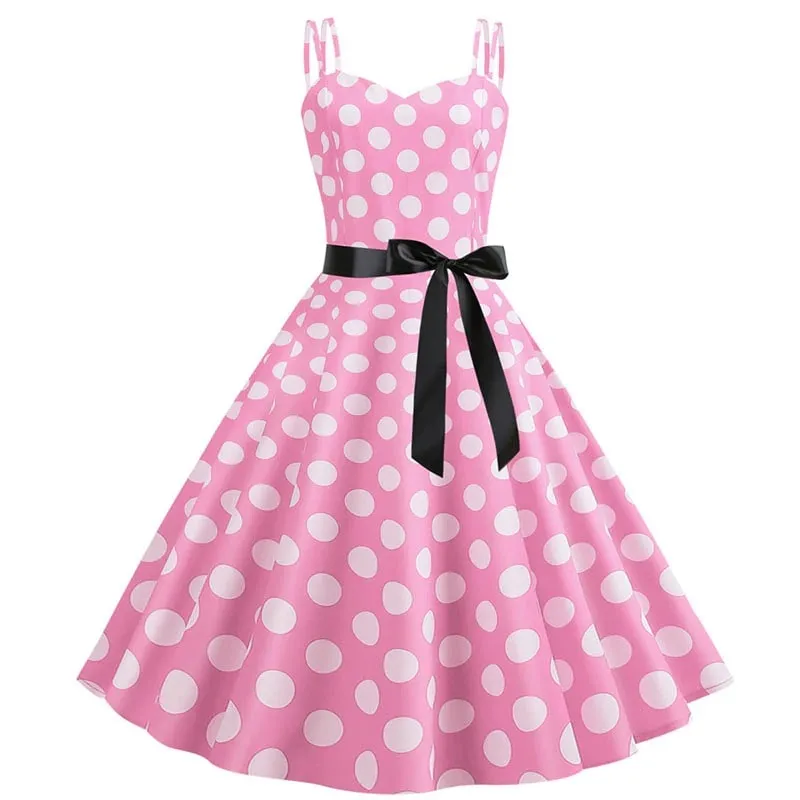 Robe Vintage  Rockabilly Rose Pois