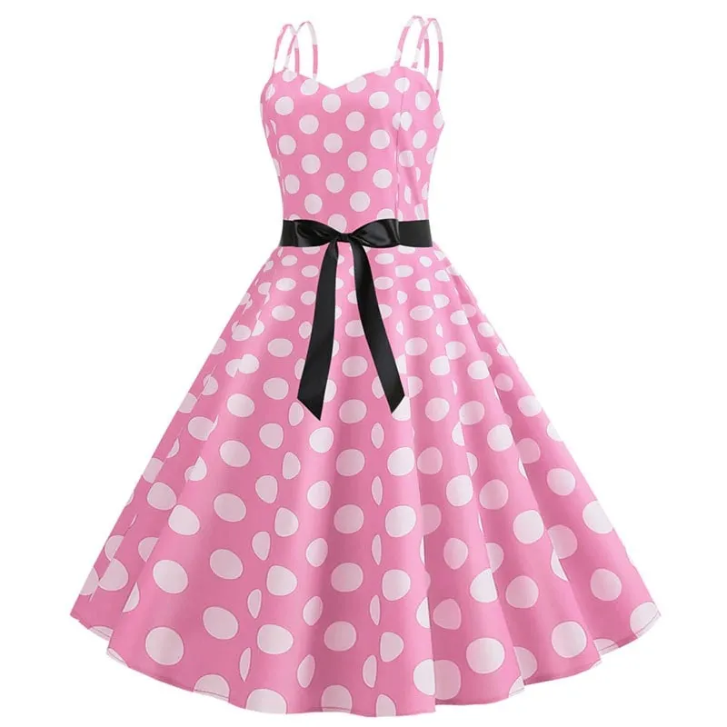 Robe Vintage  Rockabilly Rose Pois