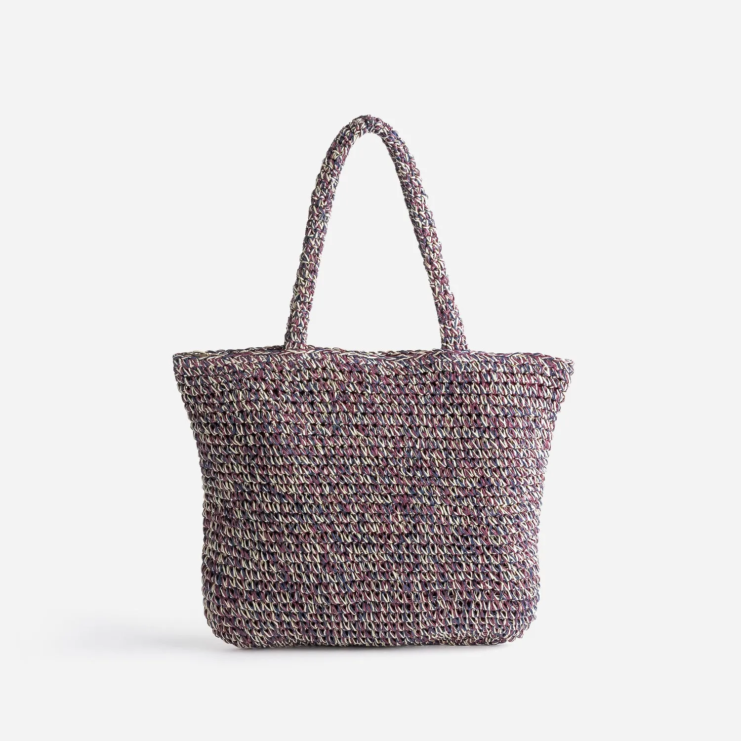 Sac cabas prune, marine, écru tressé - Sac cabas / Grand volume Maroquinerie | ERAM