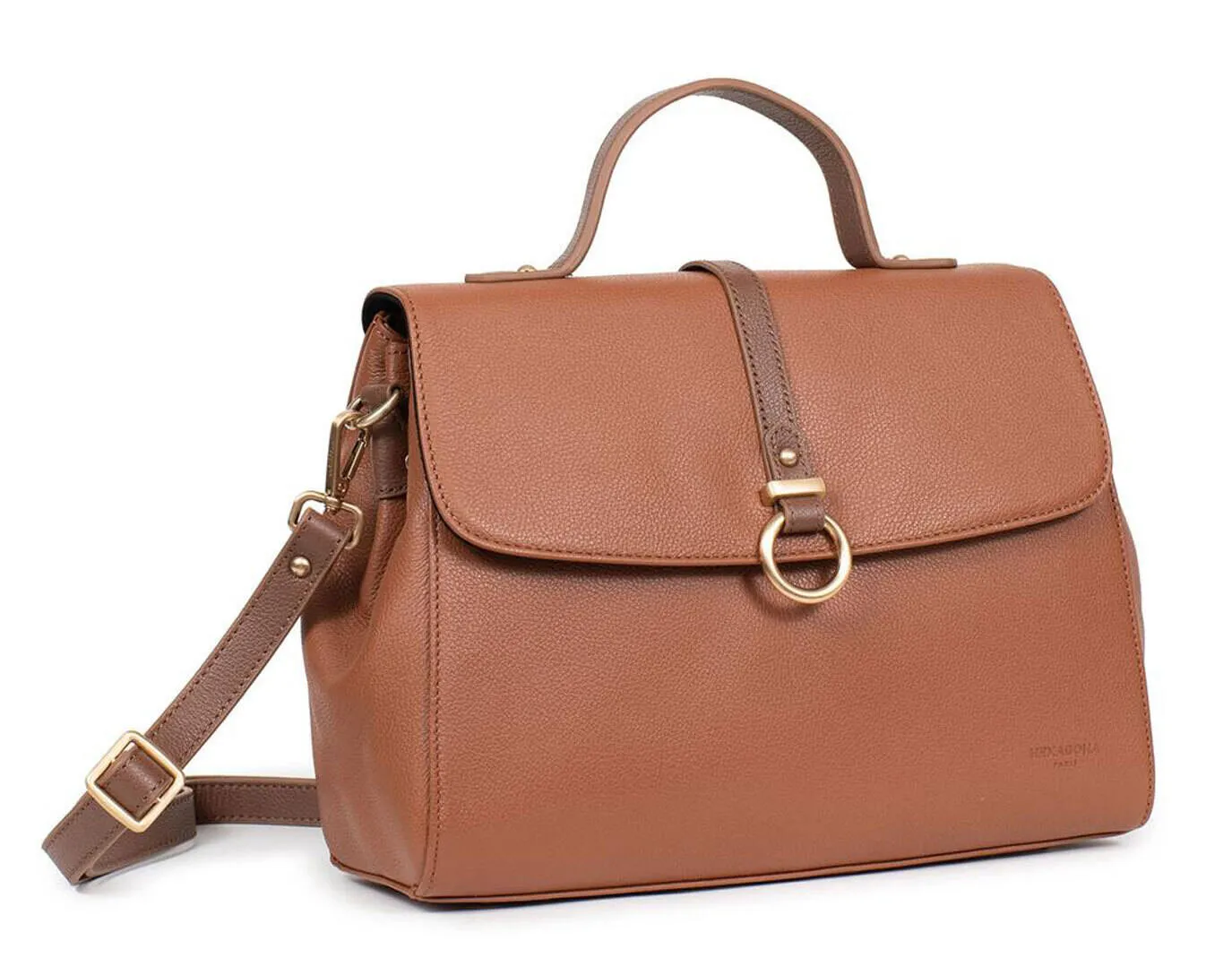 Sac cuir femme caramel/cognac hexagona