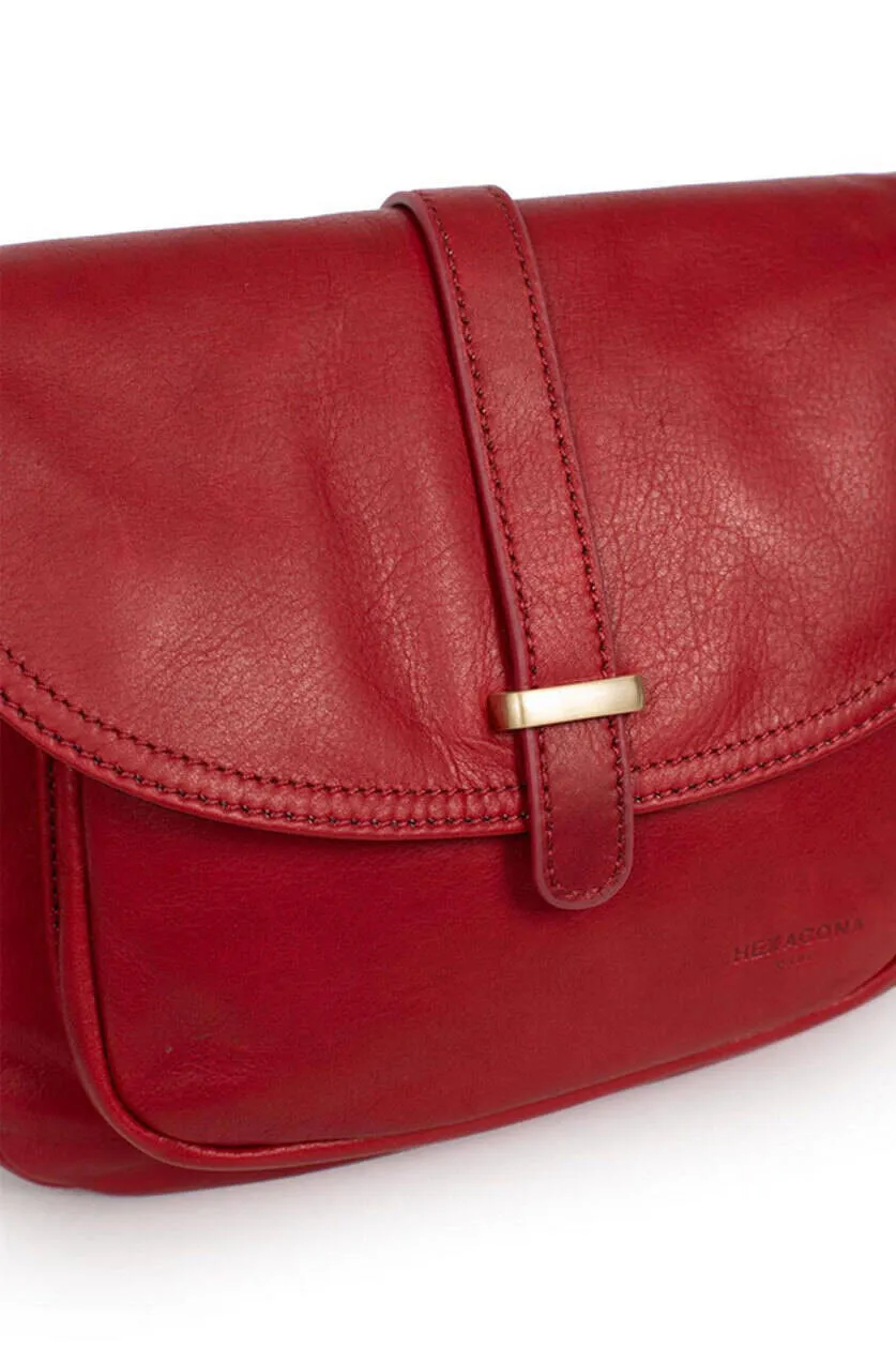 Sac cuir femme rouge Hexagona