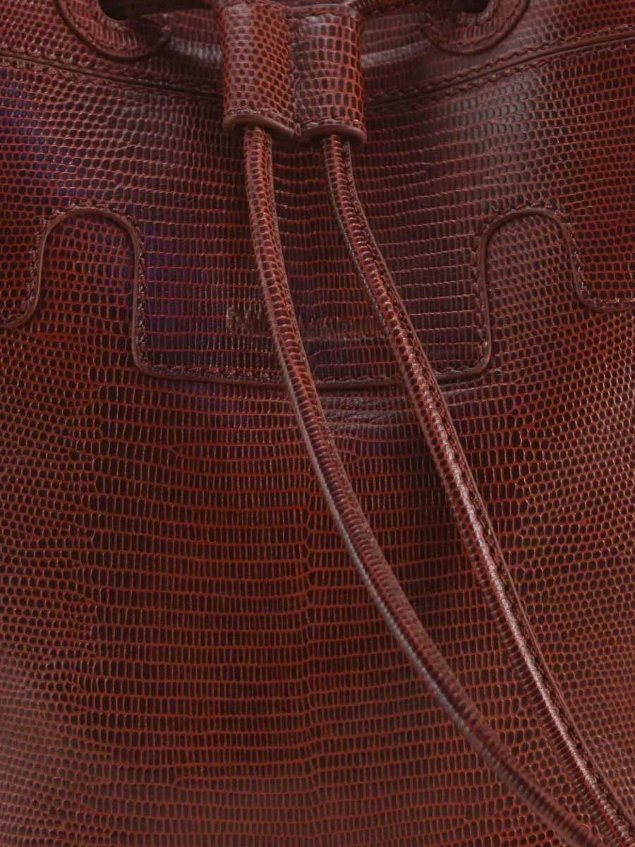 SAC SEAU CUIR ROUGE Capucine 1960 - Grenat