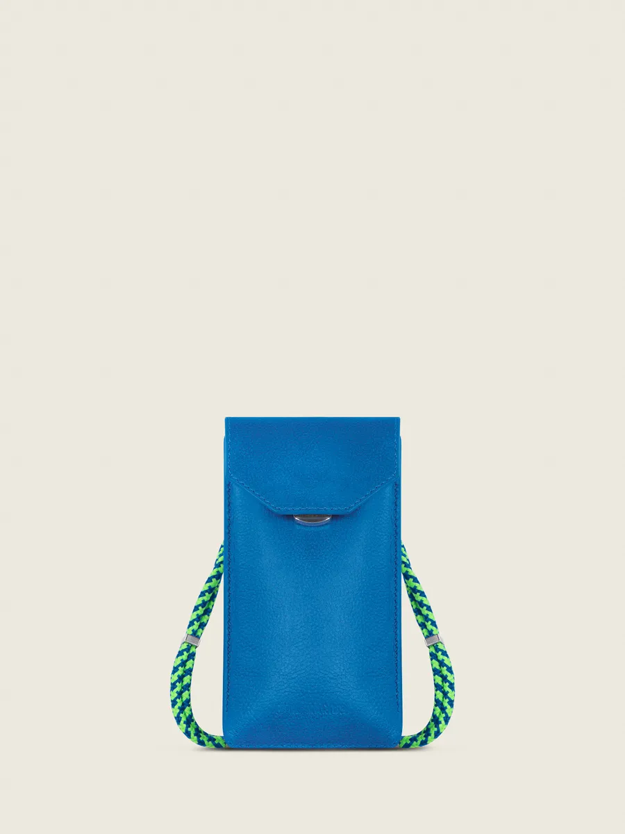 SAC TÉLÉPHONE CUIR BLEU FEMME Éva Néon - Bleu