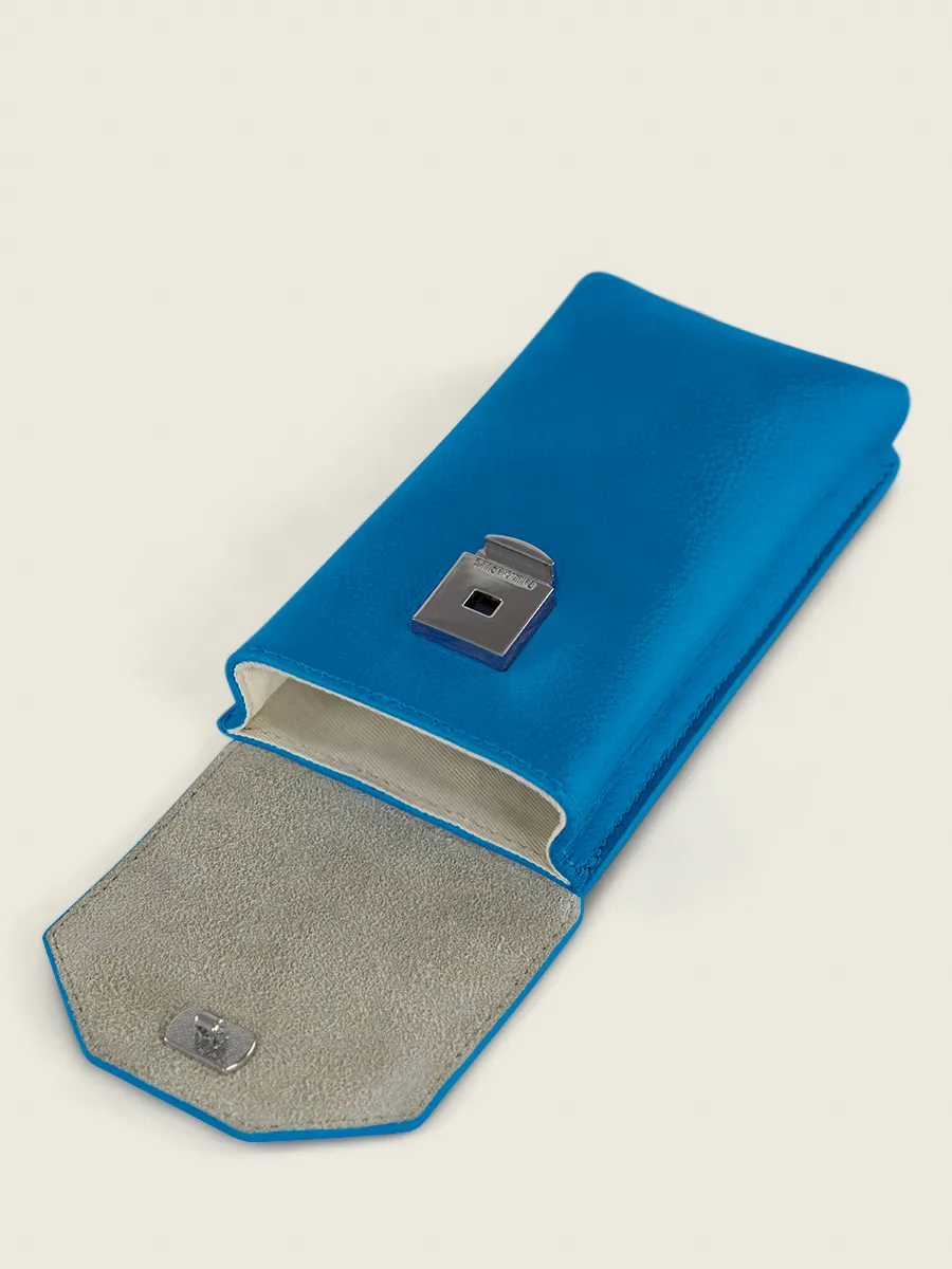 SAC TÉLÉPHONE CUIR BLEU FEMME Éva Néon - Bleu