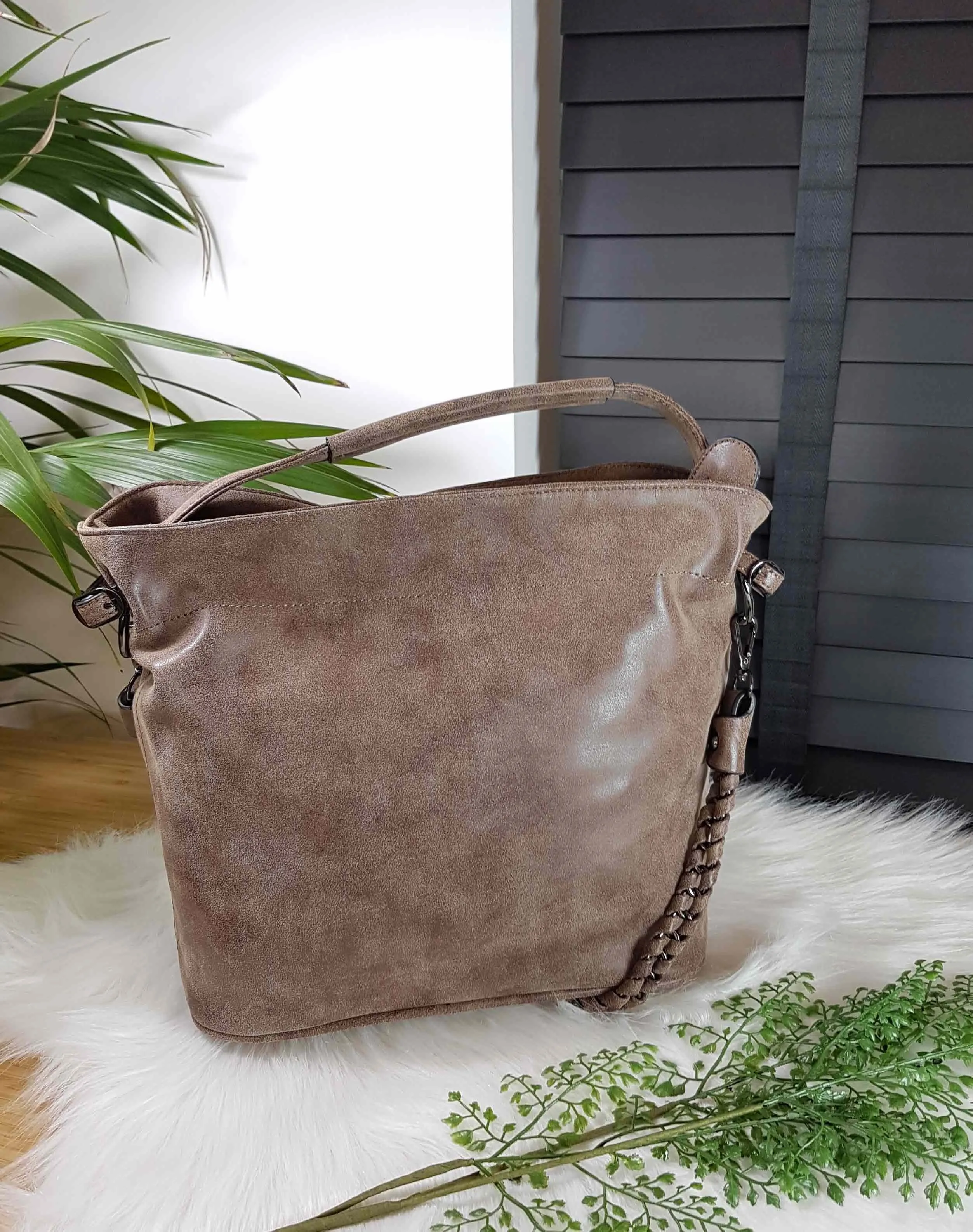 Sac à main bandoulière taupe