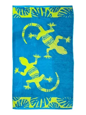 Serviette de plage éponge velours Jacquard Opal 90x170 400g/m² - Bleu canard