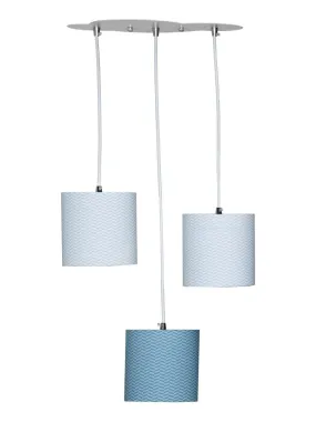 Suspension Lumineuse Trio Plafonnier en coton Bleu - SAUTHON - Bleu