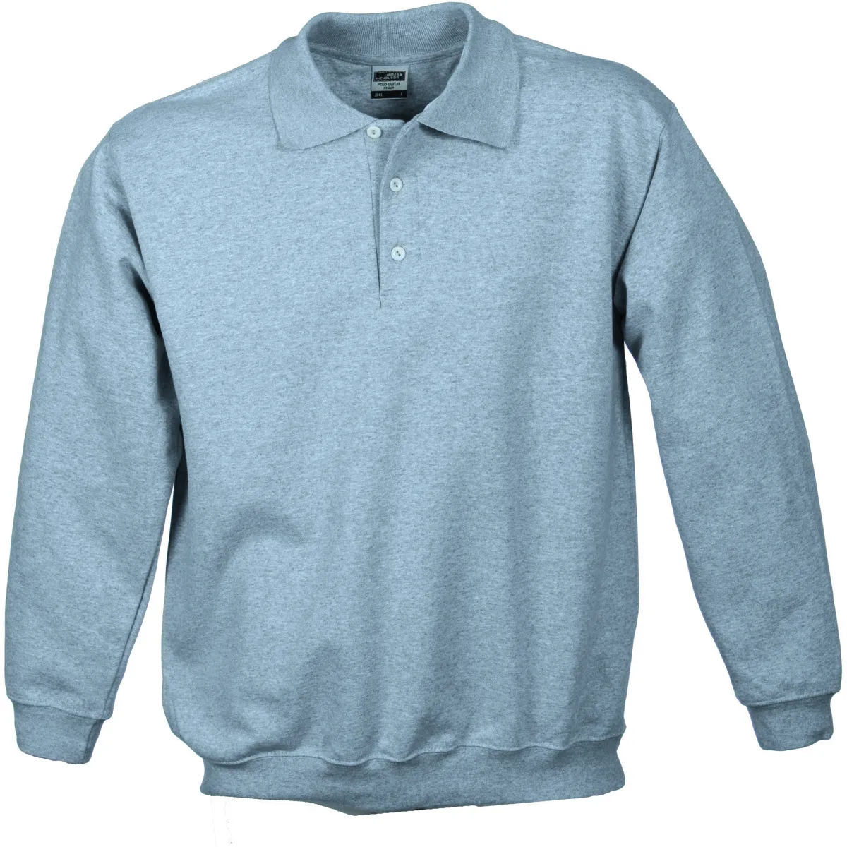 Sweat-shirt col polo - homme - JN041 - gris chiné 