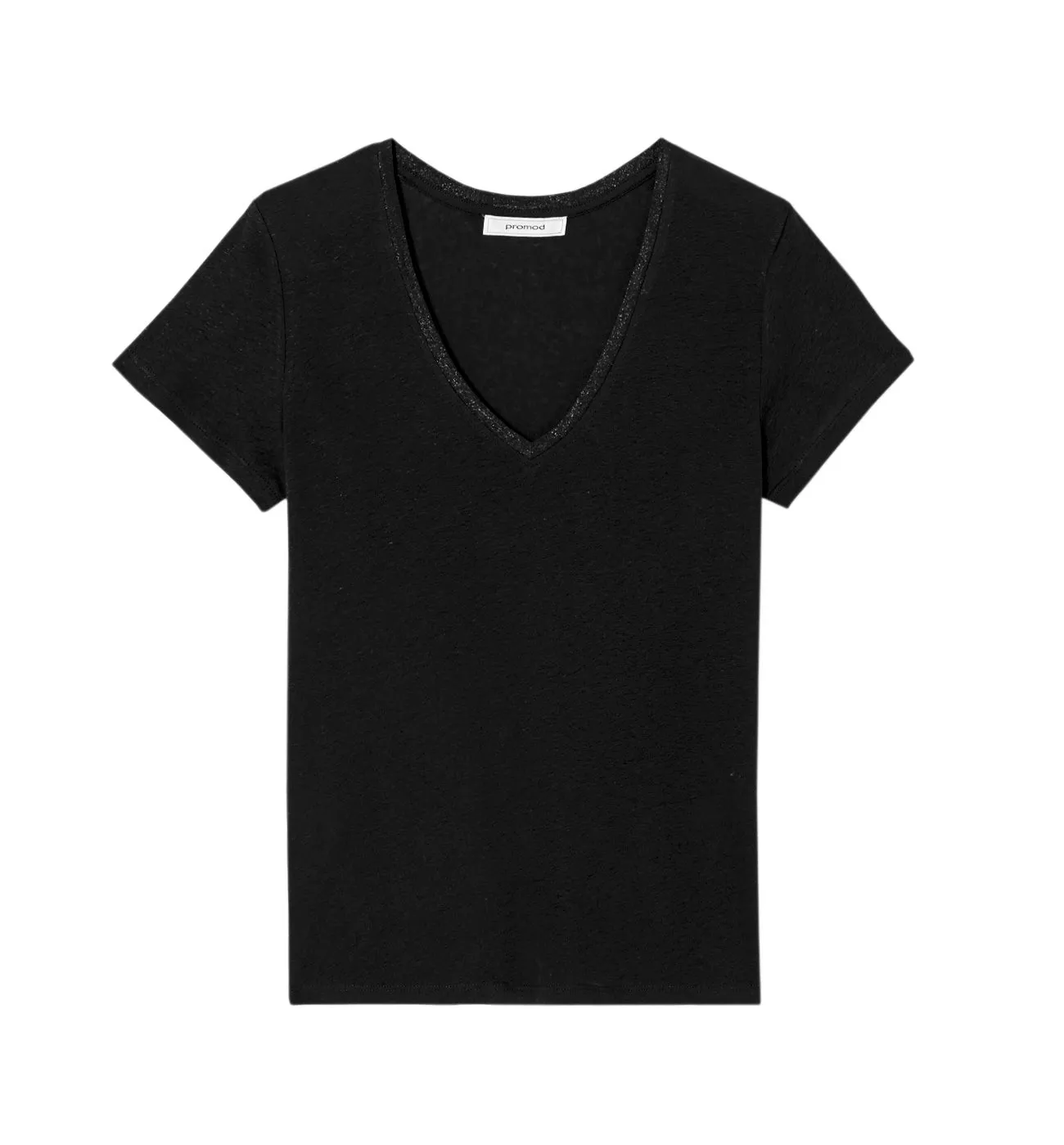 T-shirt col V Femme - Noir