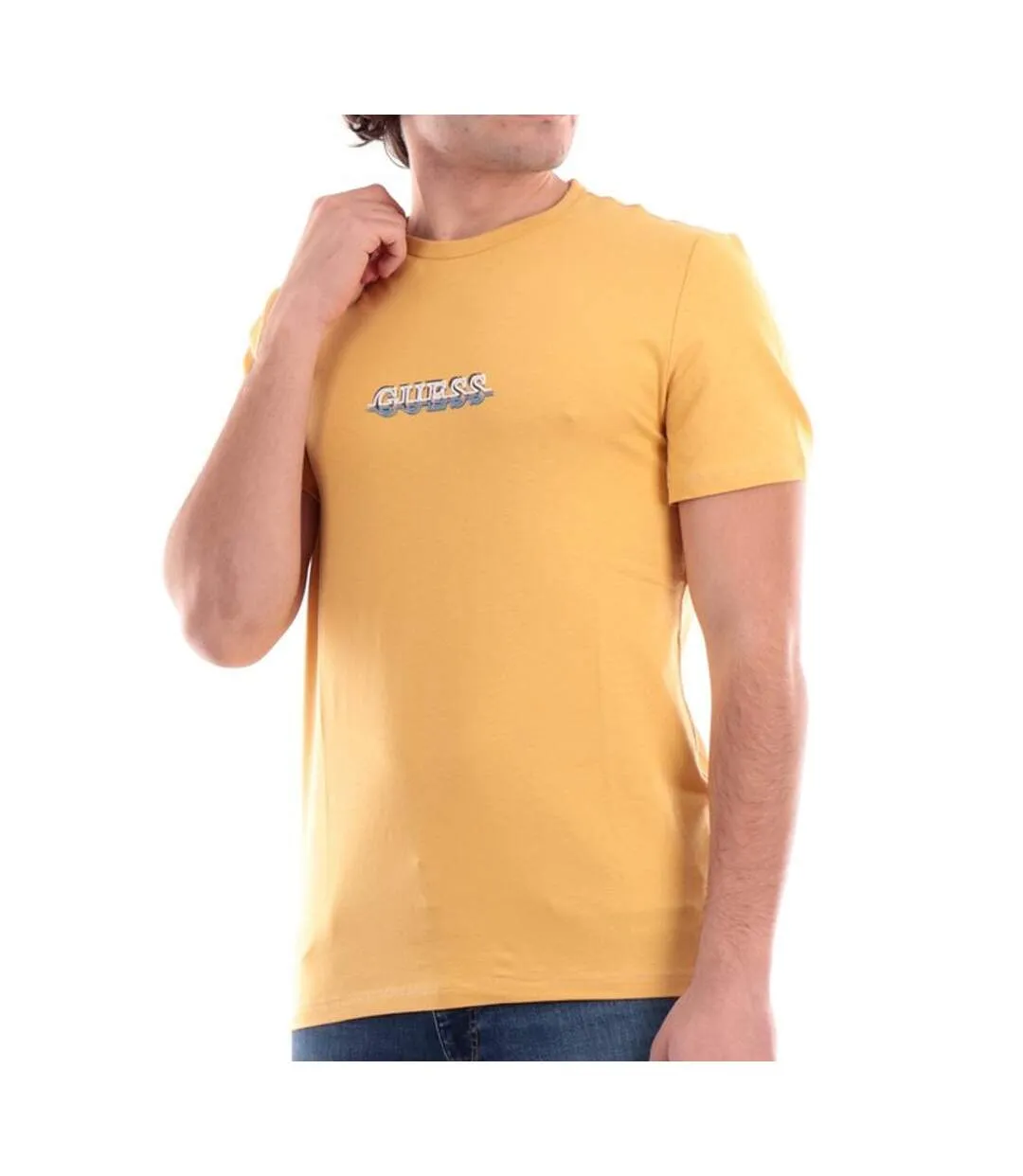 T-shirt Jaune Homme Guess Maksim