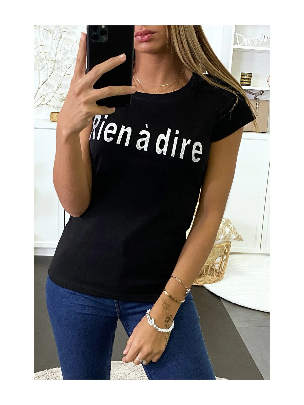 T-shirt noir avec écriture Rien à dire