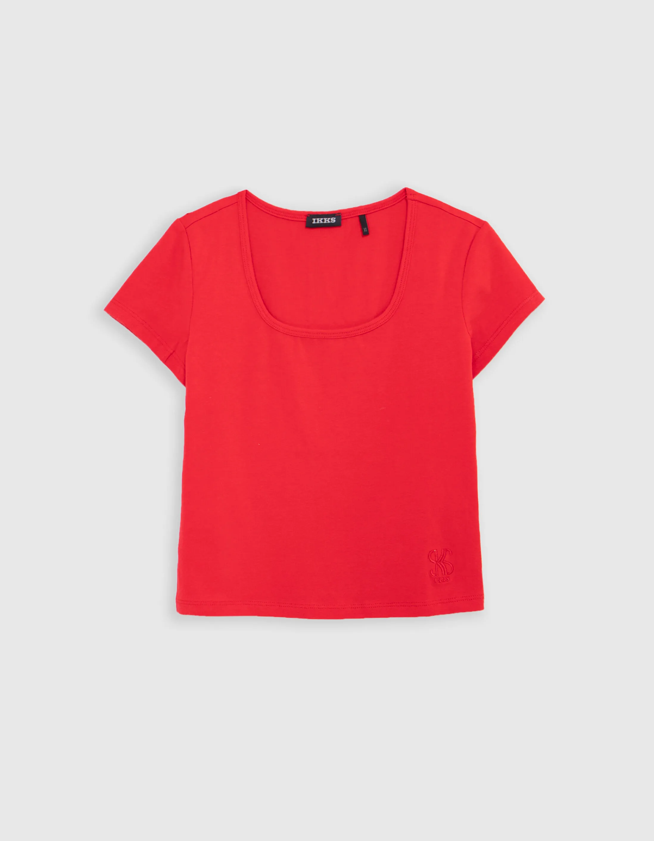 T-shirt rouge forme cropped fille