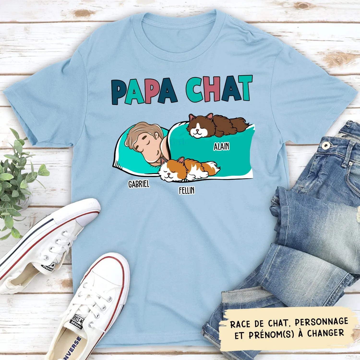 T-shirt Unisex Personnalisé - Maman/ Papa Chat