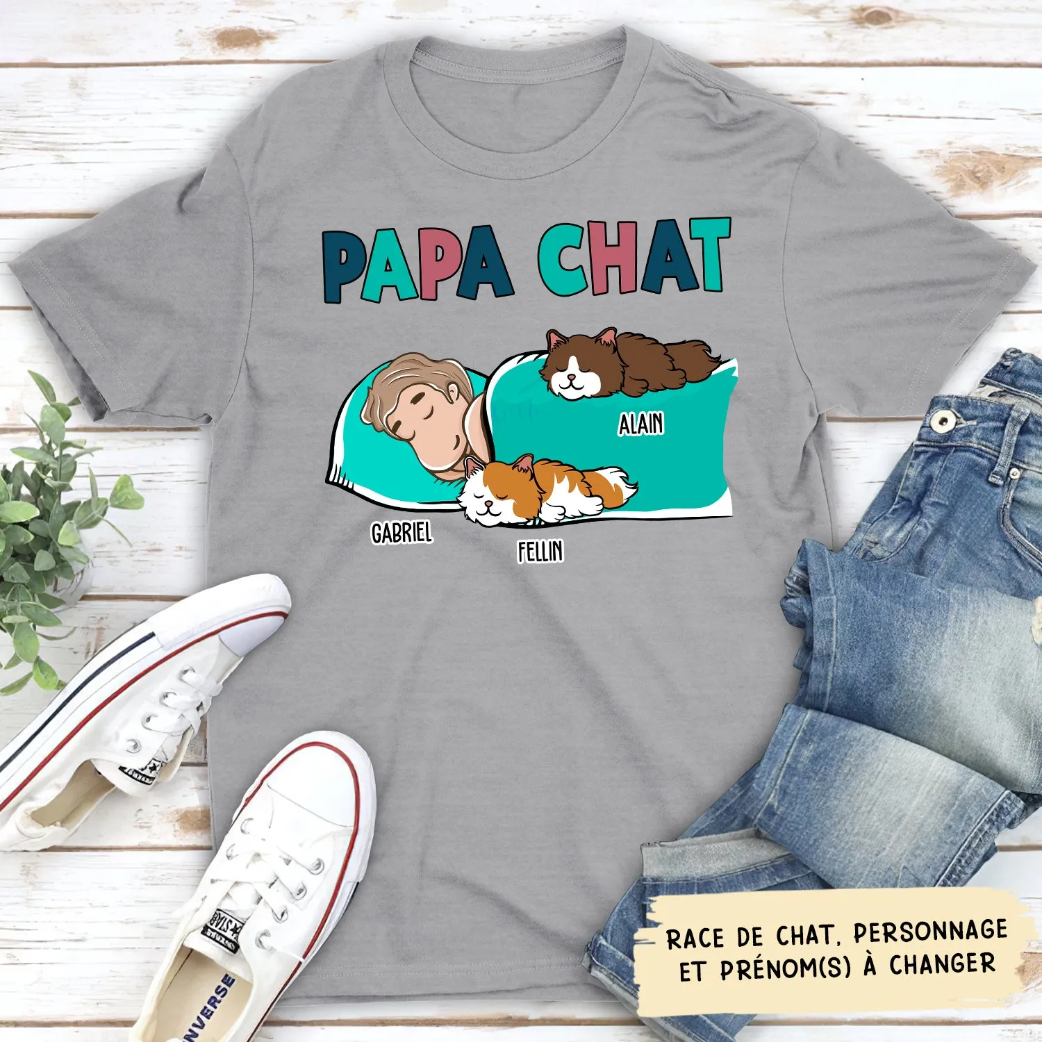 T-shirt Unisex Personnalisé - Maman/ Papa Chat