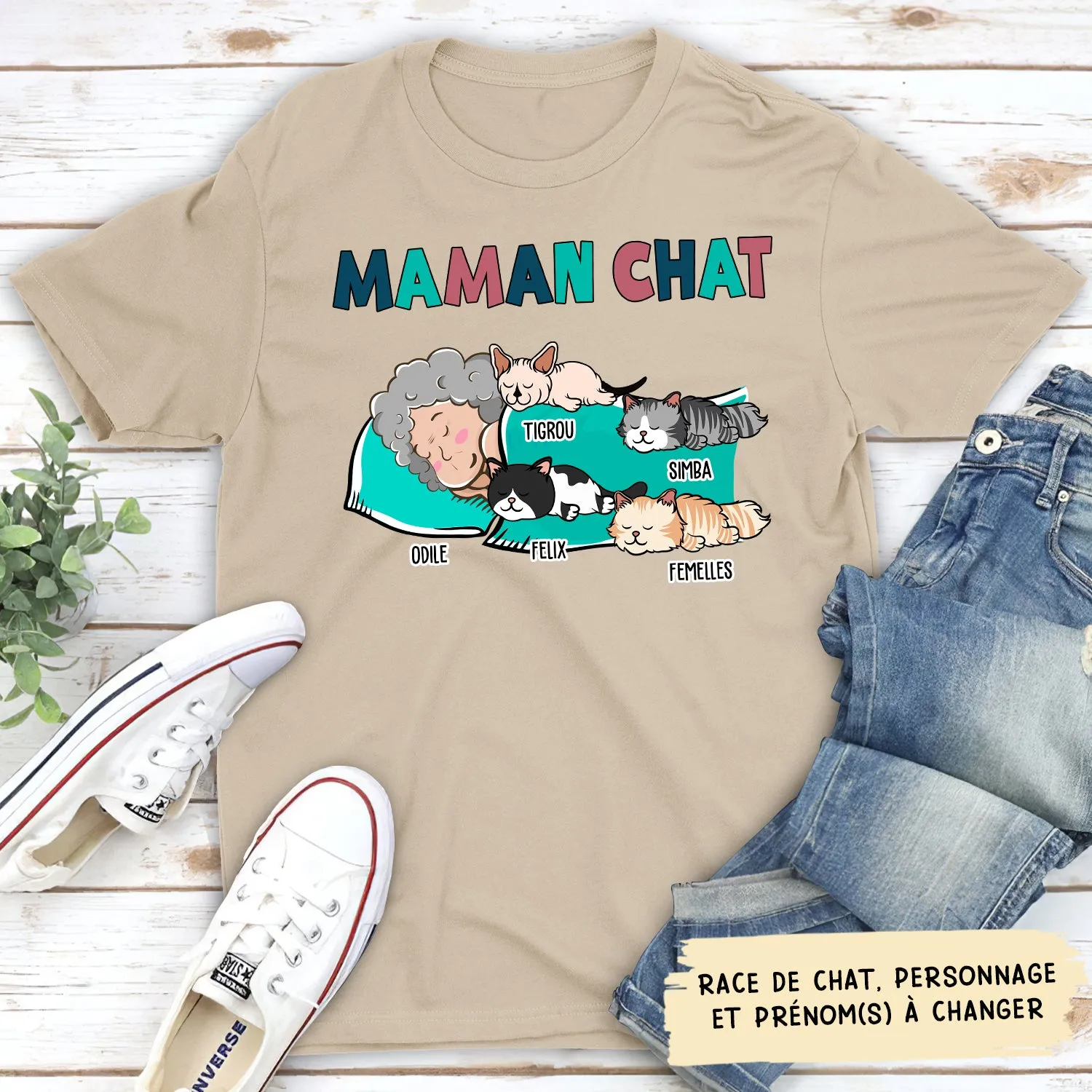 T-shirt Unisex Personnalisé - Maman/ Papa Chat