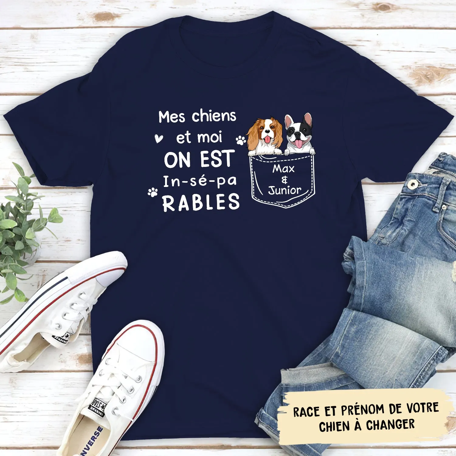 T-shirt Unisex Personnalisé - Mon Chien Et Moi, On Est Inséparable