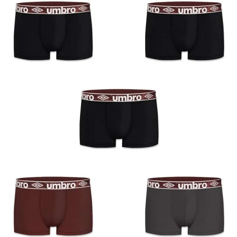 UMBRO 5 Boxers Homme Coton BCX5CLASS 4 Noir Gris Noir Rouge Noir