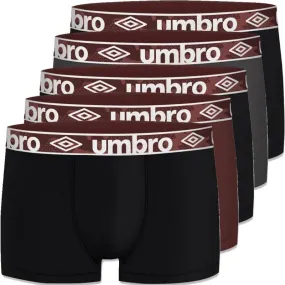 UMBRO 5 Boxers Homme Coton BCX5CLASS 4 Noir Gris Noir Rouge Noir