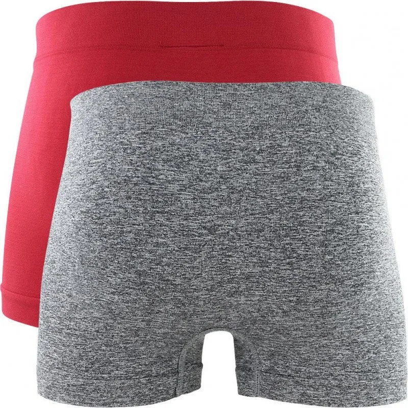 UMBRO Lot de 2 Boxers Homme Microfibre BSX2B2 Gris chiné Rouge